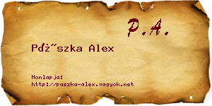 Pászka Alex névjegykártya
